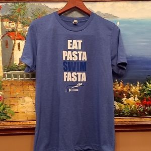 Men's M swimmer t shirt "Eat pasta, swim fasta" blue